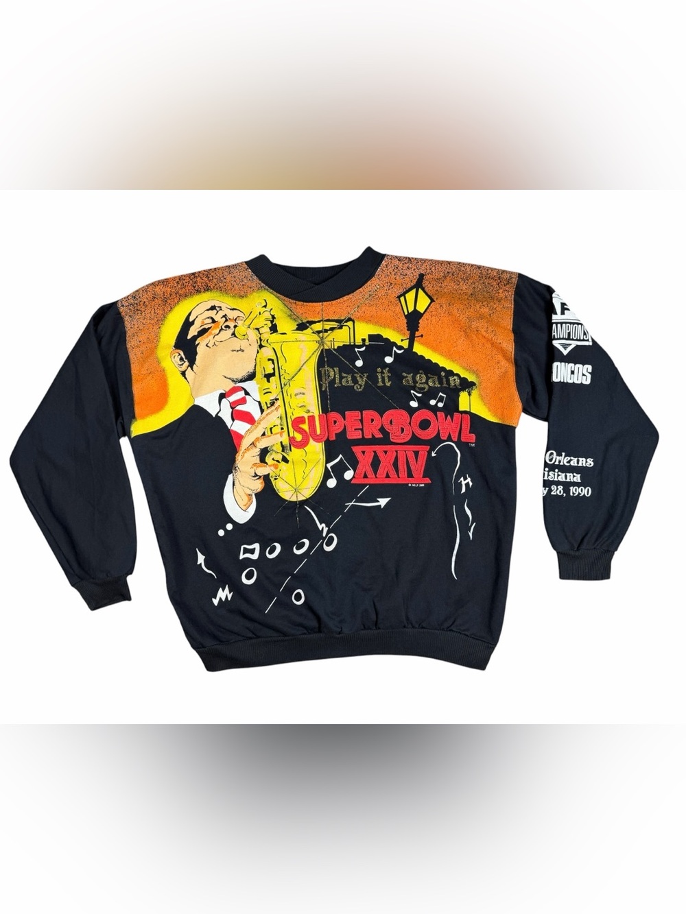 1990 Super Bowl "Play It Again"  Size XL New Orleans Shia Labeouf Sweatshirt